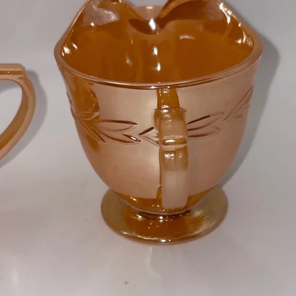 🍑 Vintage Fire King Peach Luster Cream & Sugar Set 🍑 - Picture 9 of 12